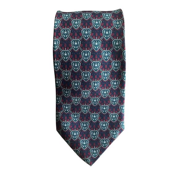 Vintage Bert Pulitzer Silk Tie Equestrian Crest Rope Braid USA Preppy Academia - Picture 8 of 8